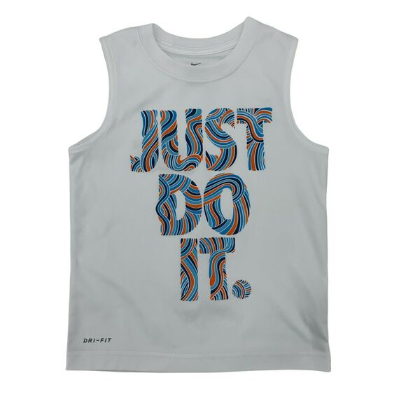 Nike Dri Fit Tank Top Youth Size M (5-6 Year) White Sleeveless Big Logo Athletic - Picture 1 of 10